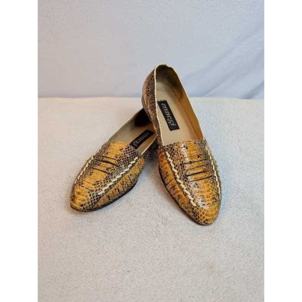 Ennesi‎ Snake Print Loafer Size 8 Genuine Reptile Shoes